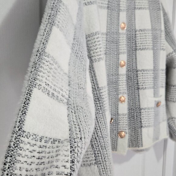 Super Soft Laura Plus Plaid Print Button Cardigan - Picture 2 of 7